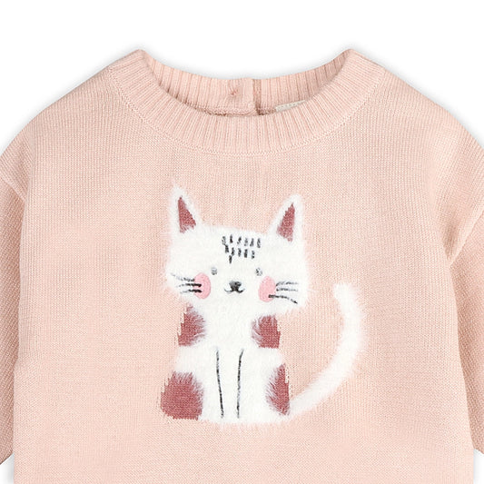 Furry Cat 3D Knit Baby Pullover