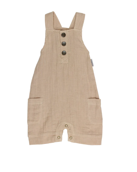 Cuffed Muslin Overall in Wheat