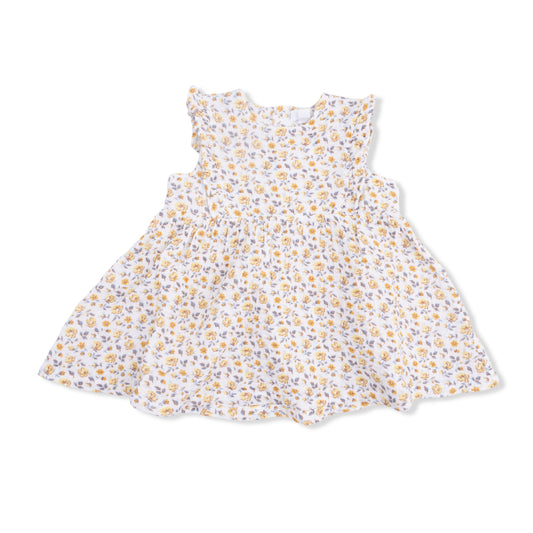 Ruffle Dress & Bloomer in Yellow Country Roses