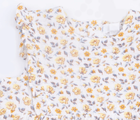Ruffle Dress & Bloomer in Yellow Country Roses