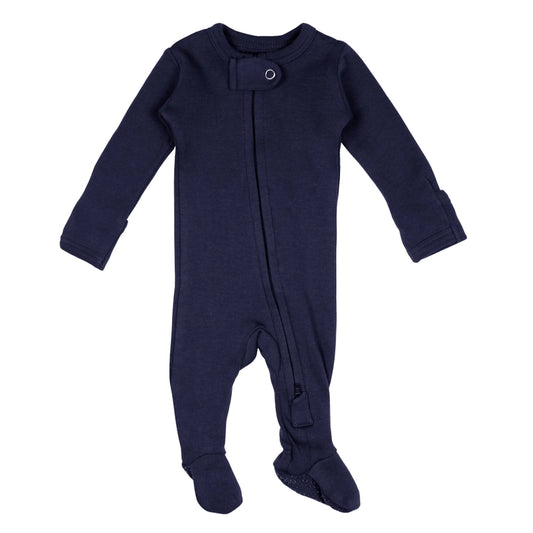 Navy Zipper Footie