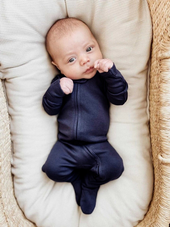 Navy Zipper Footie
