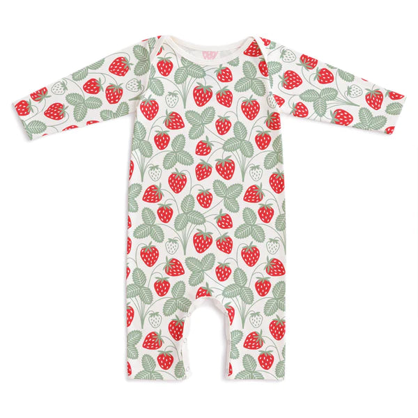 Strawberry Print Long Sleeve Romper