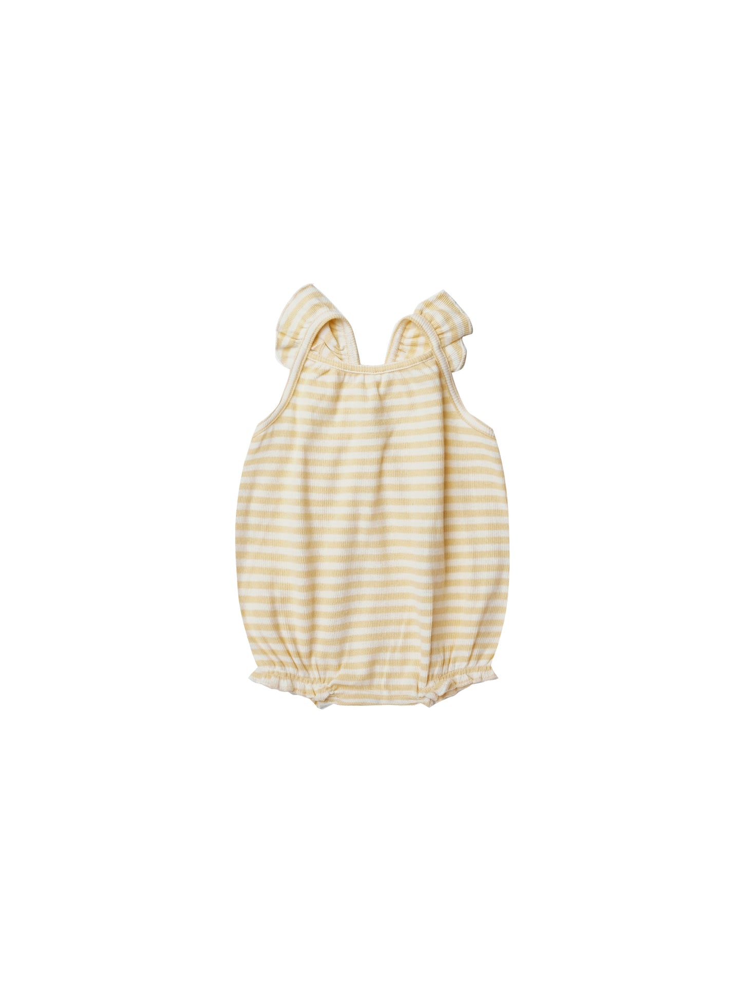 Yellow Stripe Ribbed Ruffle Romper