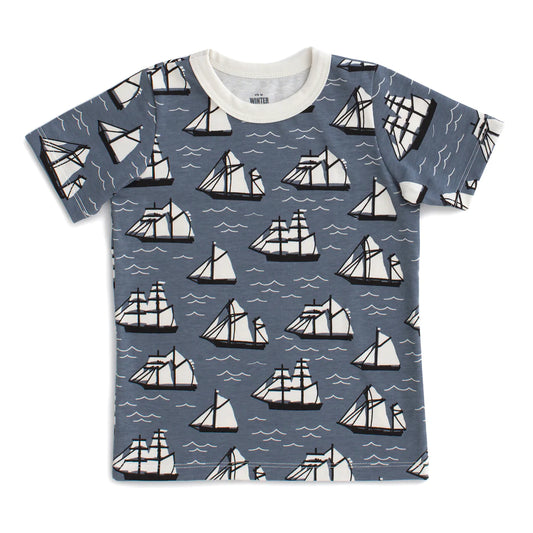 Vintage Sailboats Print Short Sleeve Tee