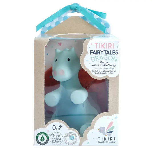 Organic Natural Rubber Sunrise Dragon Rattle with Crinkle Wings
