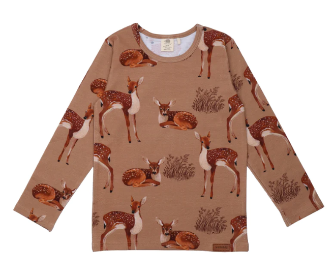 Little Fawn Print Long Sleeve Top