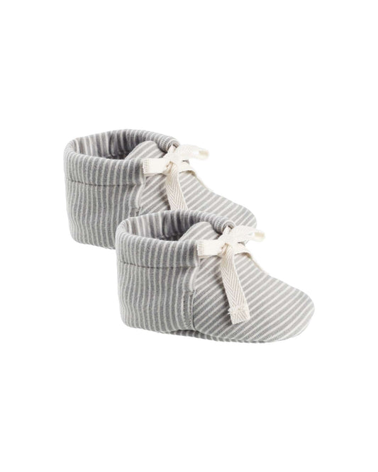 Blue Micro Stripe Baby Booties
