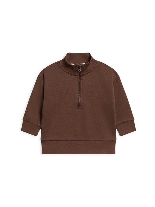 Mack Fleece Dropped Shoulder Half Zip Pullover - Chestnut