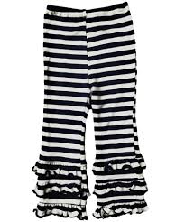 Navy Stripe Ruffle Pants