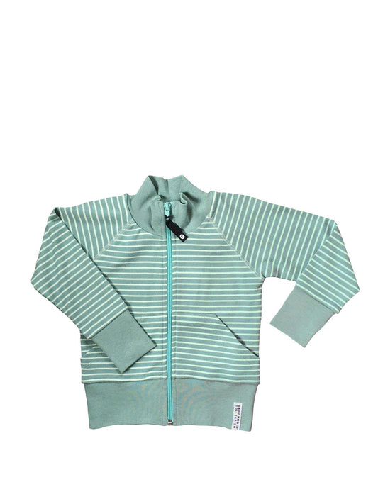 Zip Sweater in Petrol/Light Turquoise Stripe