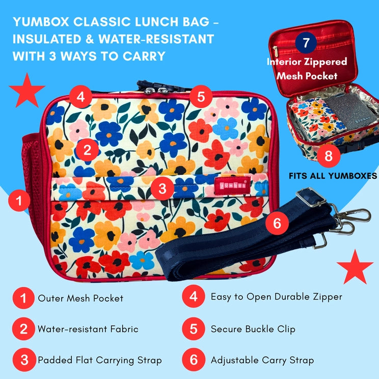 3-Way Carry Insulated Lunch Bag - Poppy Flower