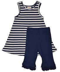 Navy Stripe Tank Dress Set