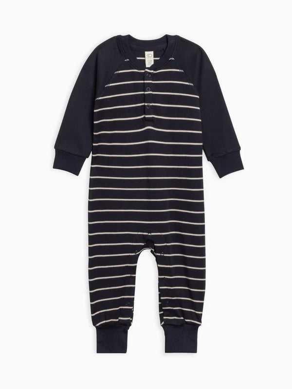 Brix Henley Romper- Kade Stripe