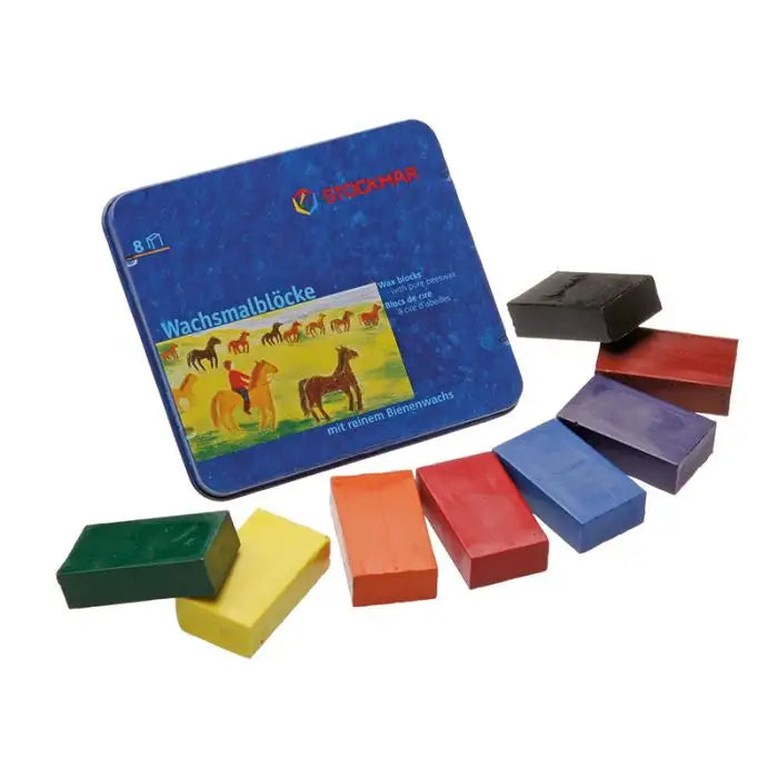 Stockmar Wax Block Crayons Tin Case - 8 standard assorted colors