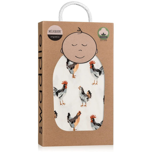 Chicken Organic Cotton Muslin Swaddle Blanket