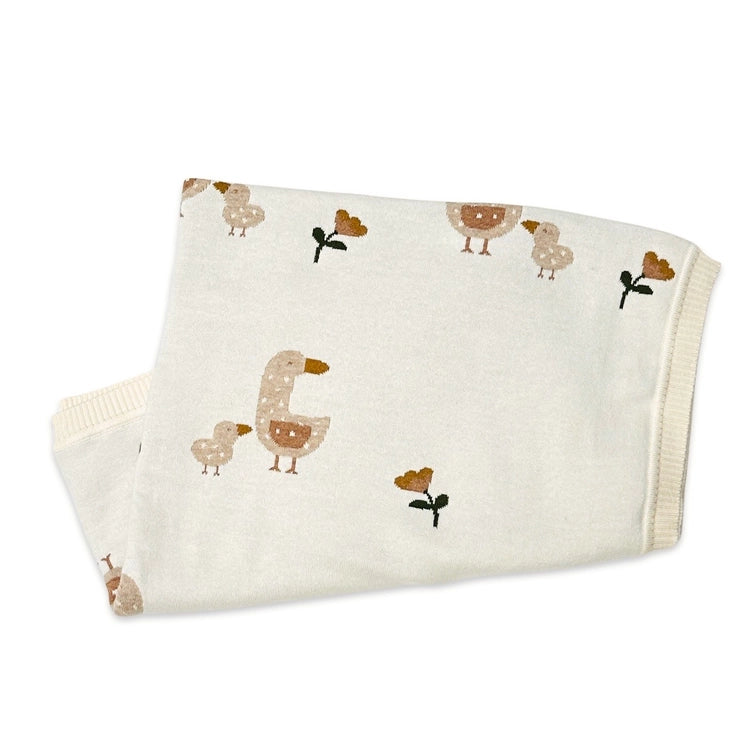 Duck Mommy & Me Organic Cotton Jacquard Knit Baby Blanket