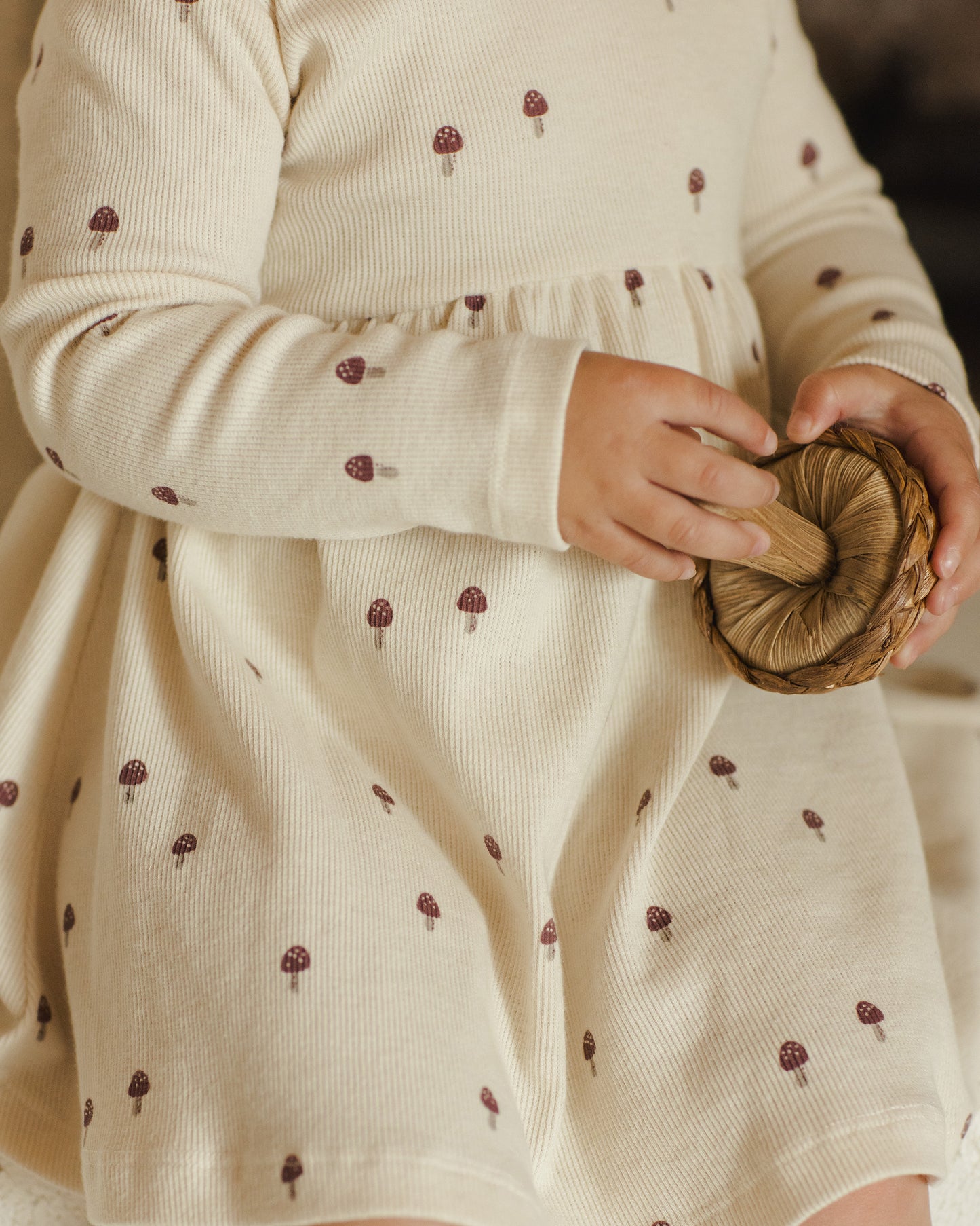 Mushroom Ribbed Long Sleeve Dress