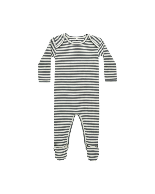 Ribbed Footie Indigo Stripe