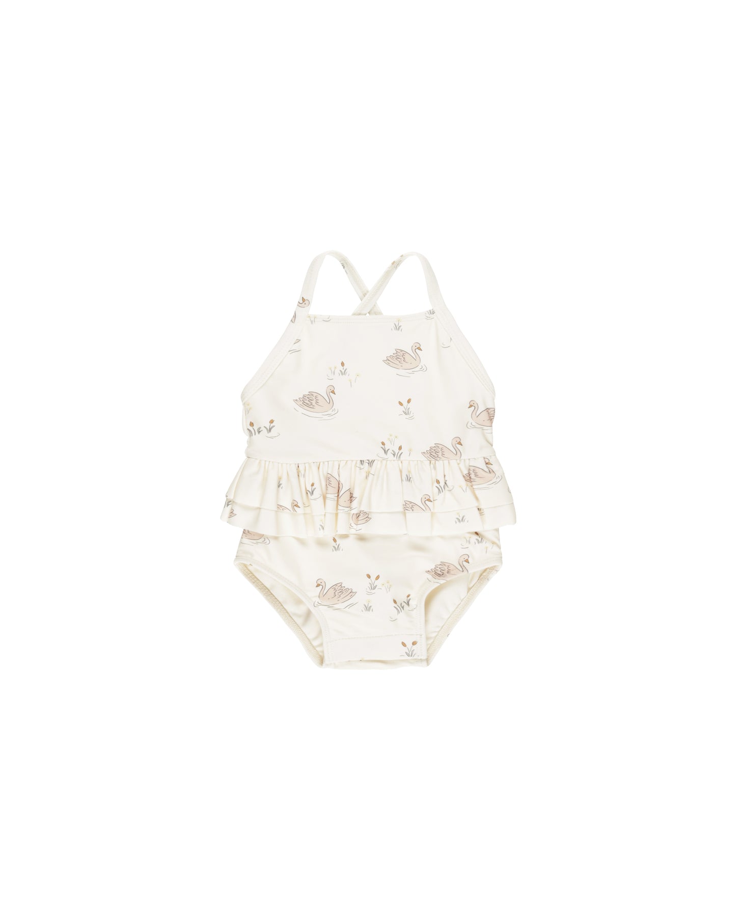 Ruffle One-Piece Swimsuit in Swans