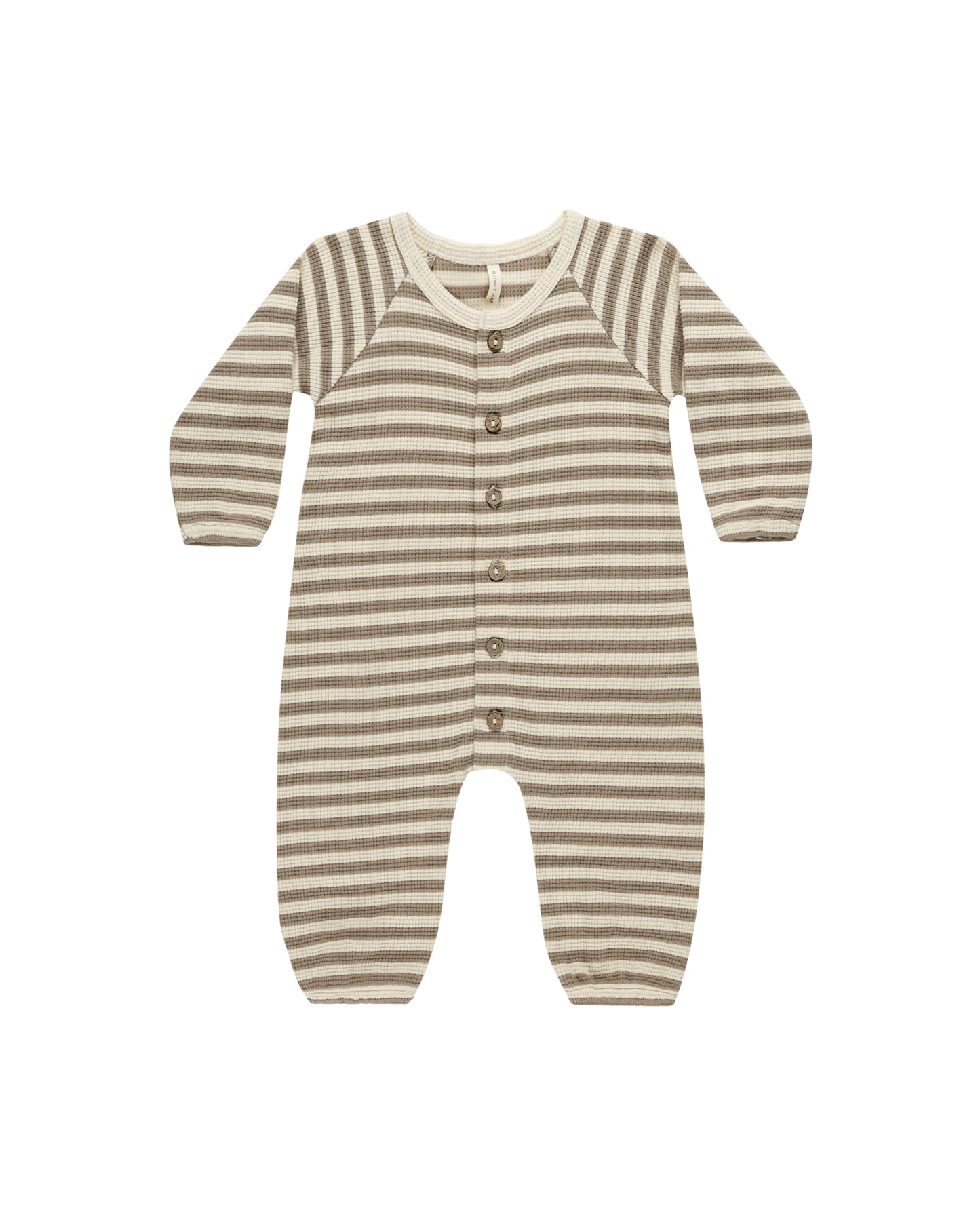 Waffle Long Sleeve Jumpsuit Olive Stripe