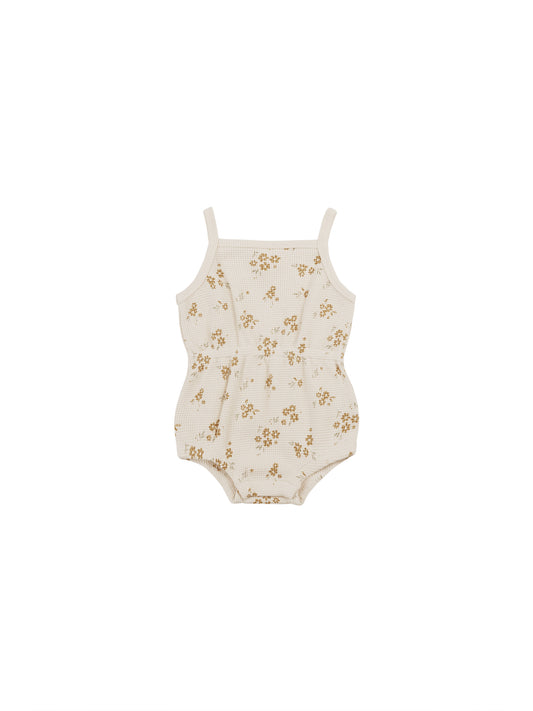 Honey Flower Waffle Cinch Romper