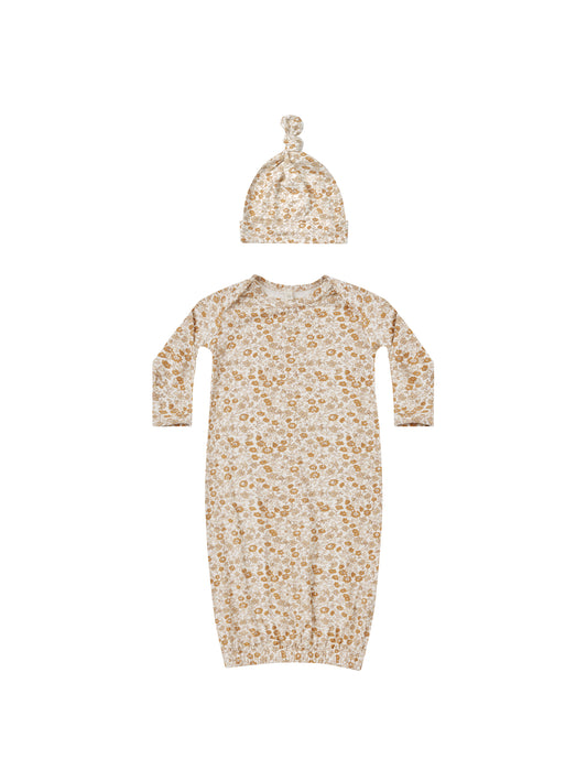 Marigold Bamboo Knotted Gown + Hat Set