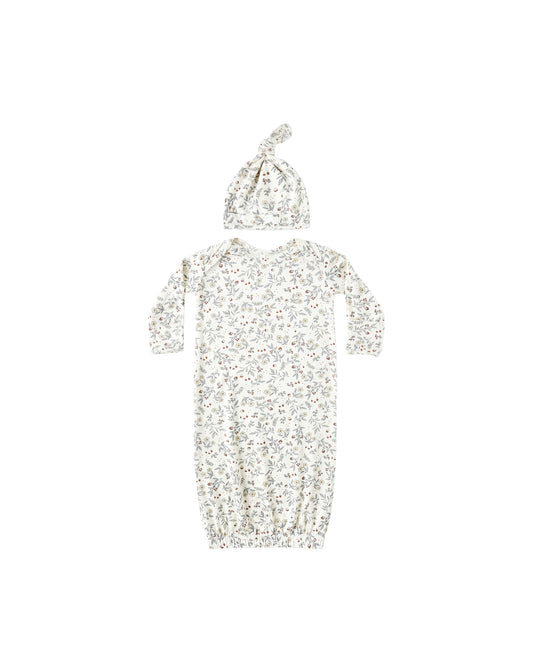 Woodland Bamboo Knotted Gown + Hat Set