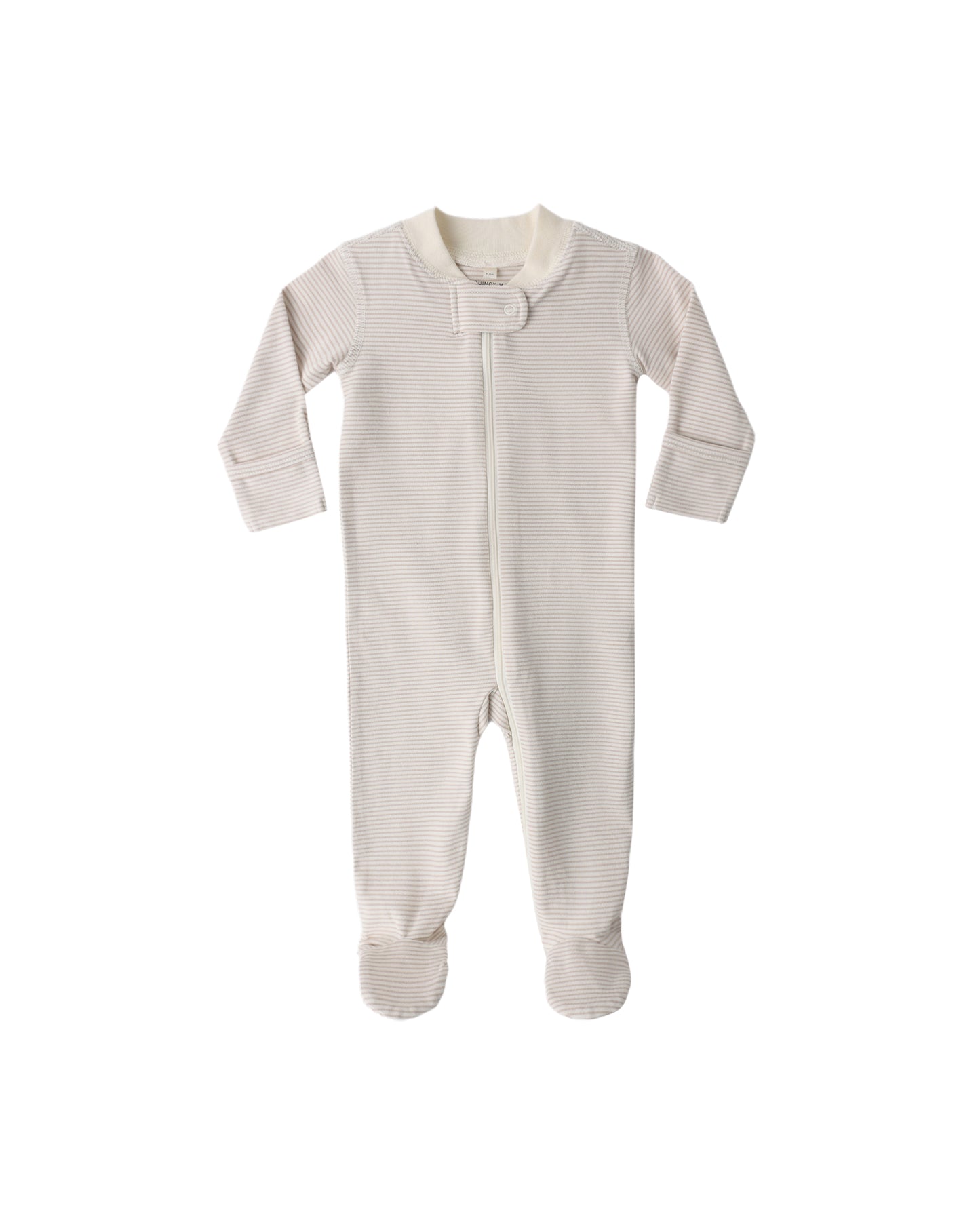 Zip Long Sleeve Sleeper Footie Oat Micro Stripe