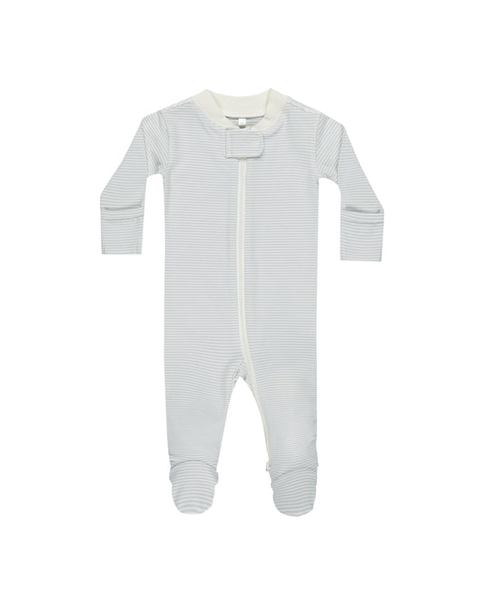 Sky Micro Stripe Zip Long Sleeve Sleeper Footie