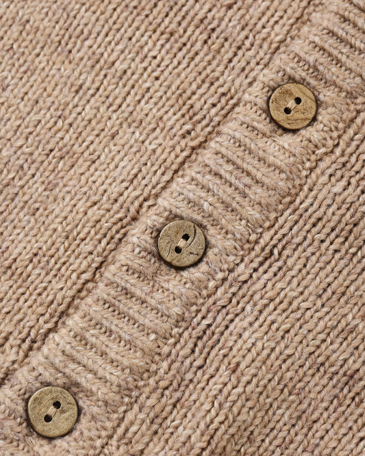 Heathered Almond Ruffle Collar Cardigan