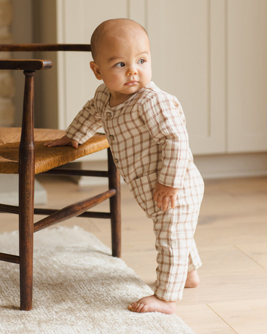 Pocketed Woven Jumpsuit Cinnamon Plaid