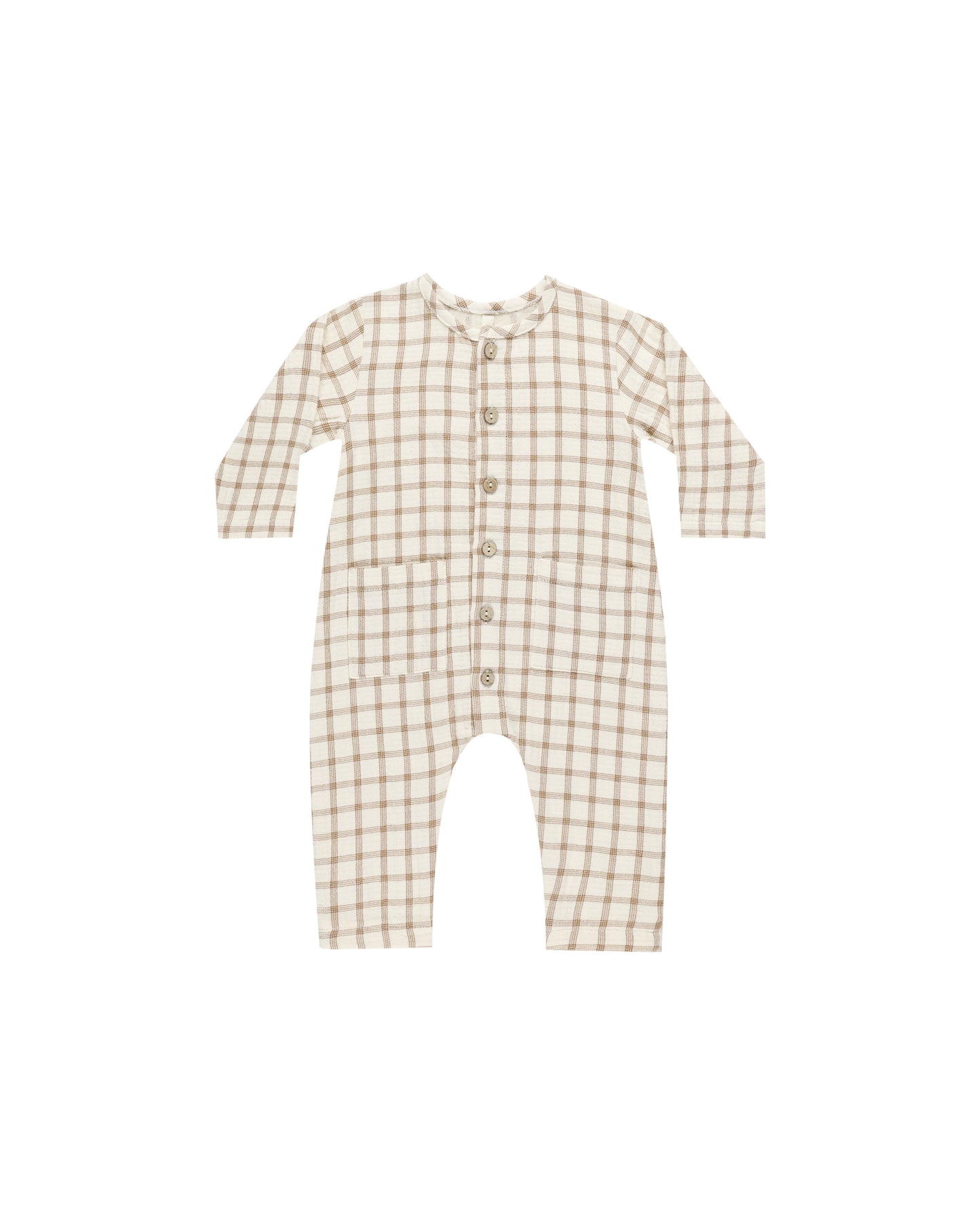 Pocketed Woven Jumpsuit Cinnamon Plaid