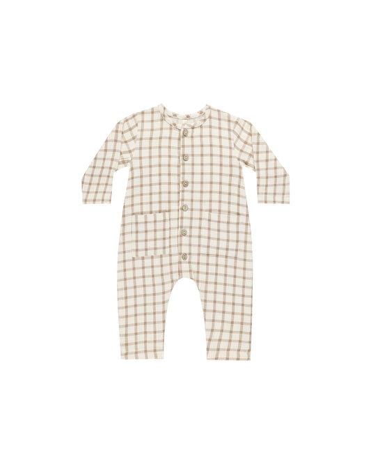 Pocketed Woven Jumpsuit Cinnamon Plaid