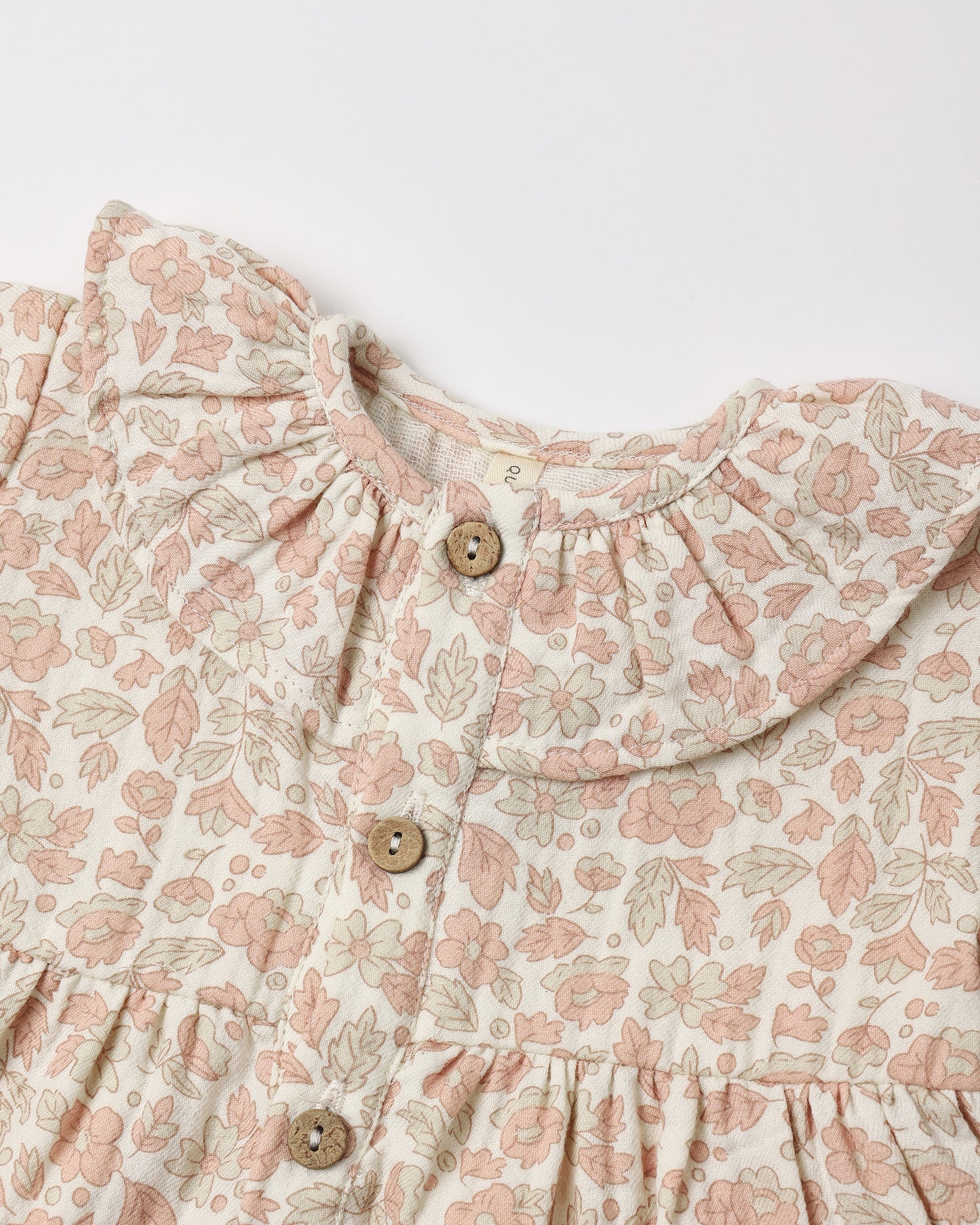 Pink Blossom Ruffle Collar Button Dress