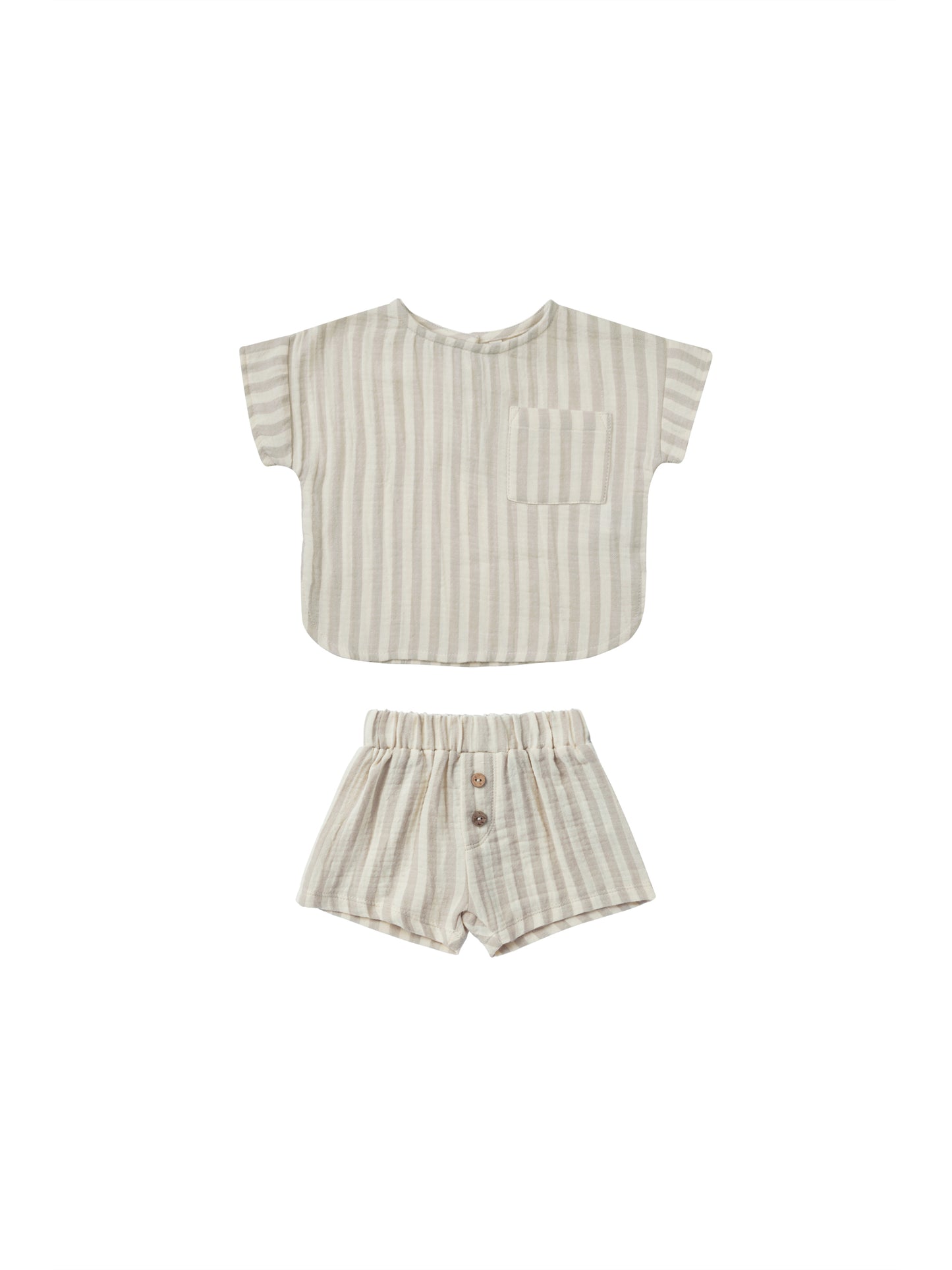 Ash Stripe Woven Box Top & Short Set