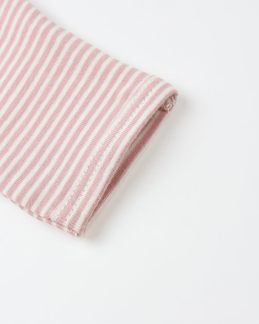 Side Snap Bodysuit + Pant Set Rose Micro Stripe