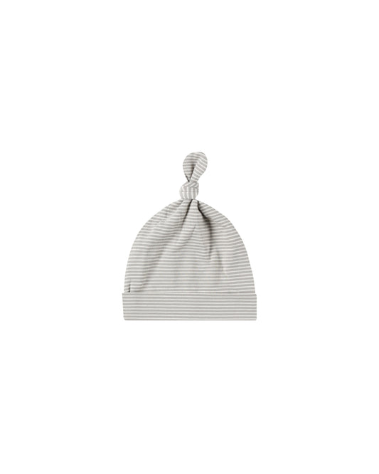 Blue Micro Stripe Knotted Baby Hat