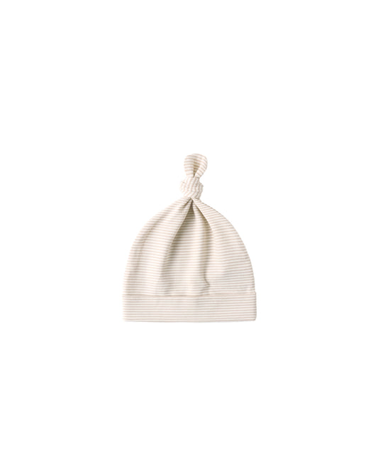 Knotted Baby Hat Oat Micro Stripe