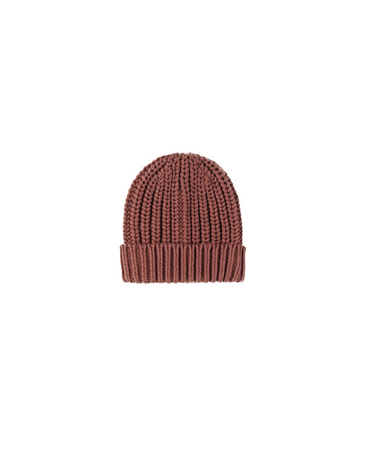 Chunky Knit Beanie- Cranberry