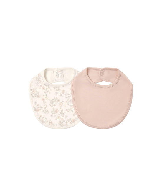 Jersey Snap Bib 2 Pack Floral Vine, Dusty Rose