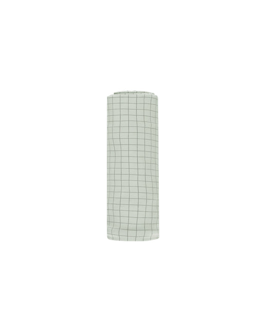 Sage Grid Bamboo Swaddle Blanket