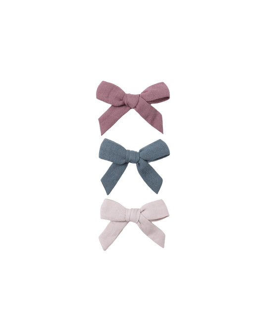 Bow with Clip Set of 3 (Mulberry, Ocean, Lilac)