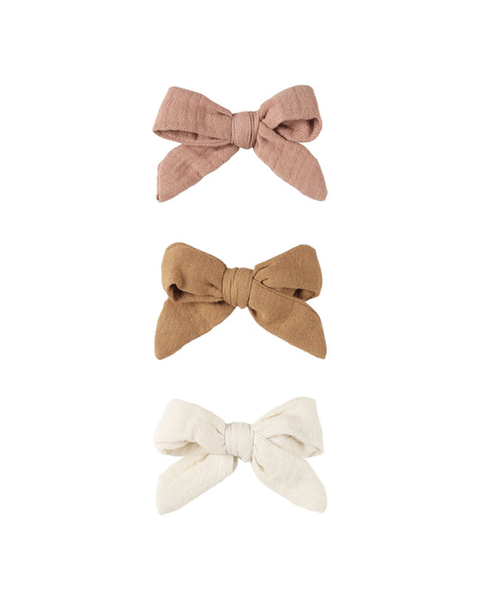 Bow with Clip Set of 3 (Rose, Natural, Golden)