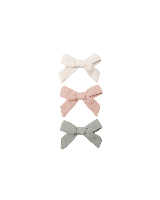 Bow with Clip Set of 3 (Natural, Fern, Rose)