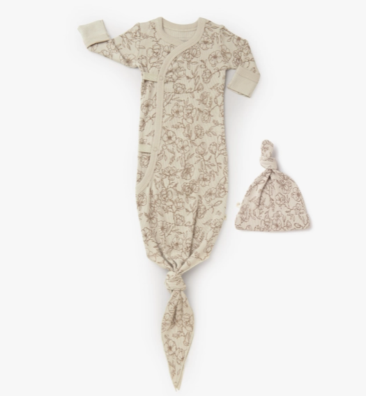 Vintage Bloom Organic Knotted Sleep Gown & Hat Set