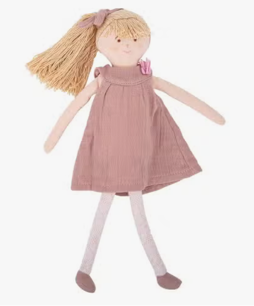 Organic Cotton Dress Doll in Vintage Pink