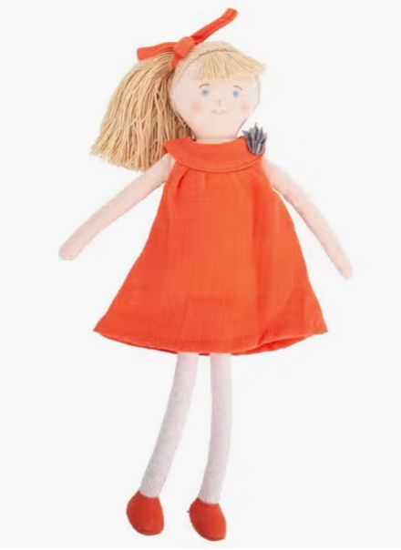 Organic Cotton Dress Doll in Coral