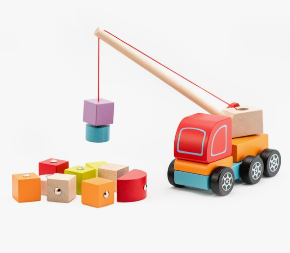 Magnetic Crane Truck Wooden Toy Set