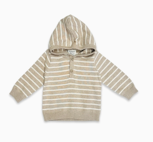 Stripe Hooded Knit Pullover